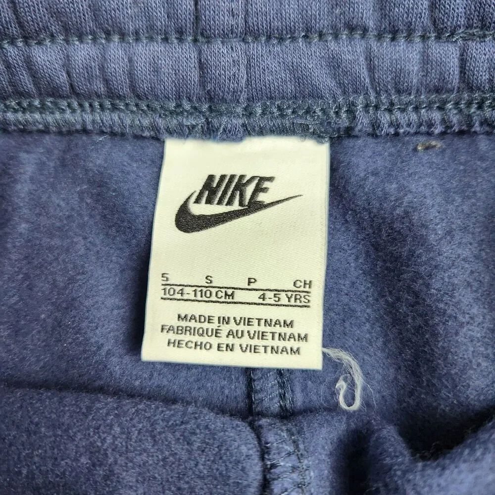 Nike 2-Piece Fleece Tracksuit Set Kid 4/5 Navy Blue Logo Retro NWT Hoodie Pocket